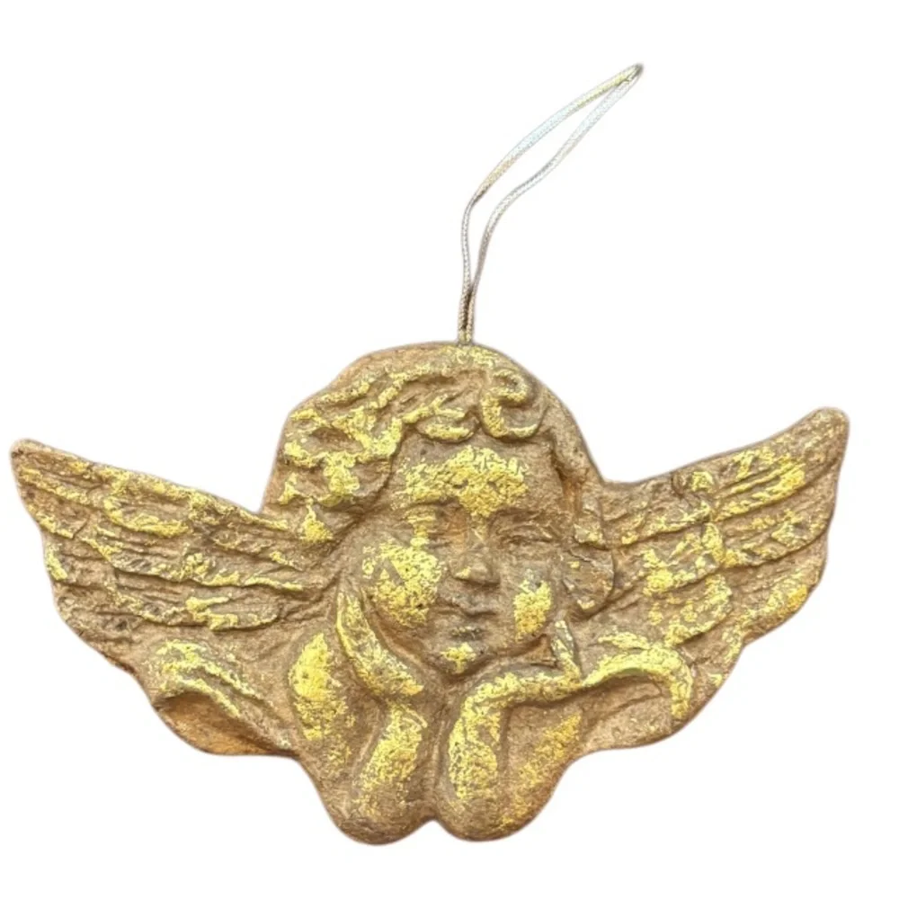 Victorian Angel Ornaments Vintage Christmas Gold Cherubs Handcrafted Handmade